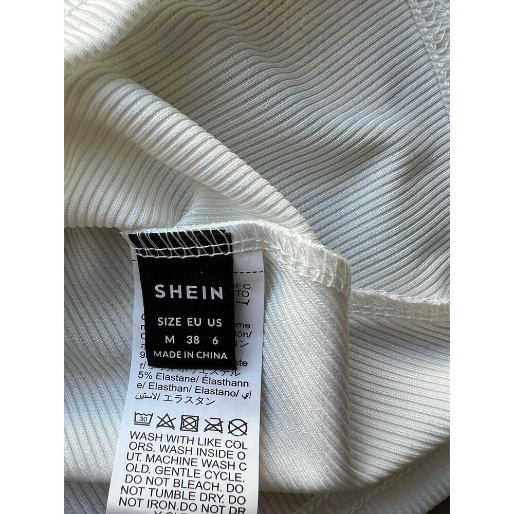 Sweetheart Neck Ribbed Stretch White Black Trim Colorblock Casual Tank Top NEW M - Picture 9 of 10